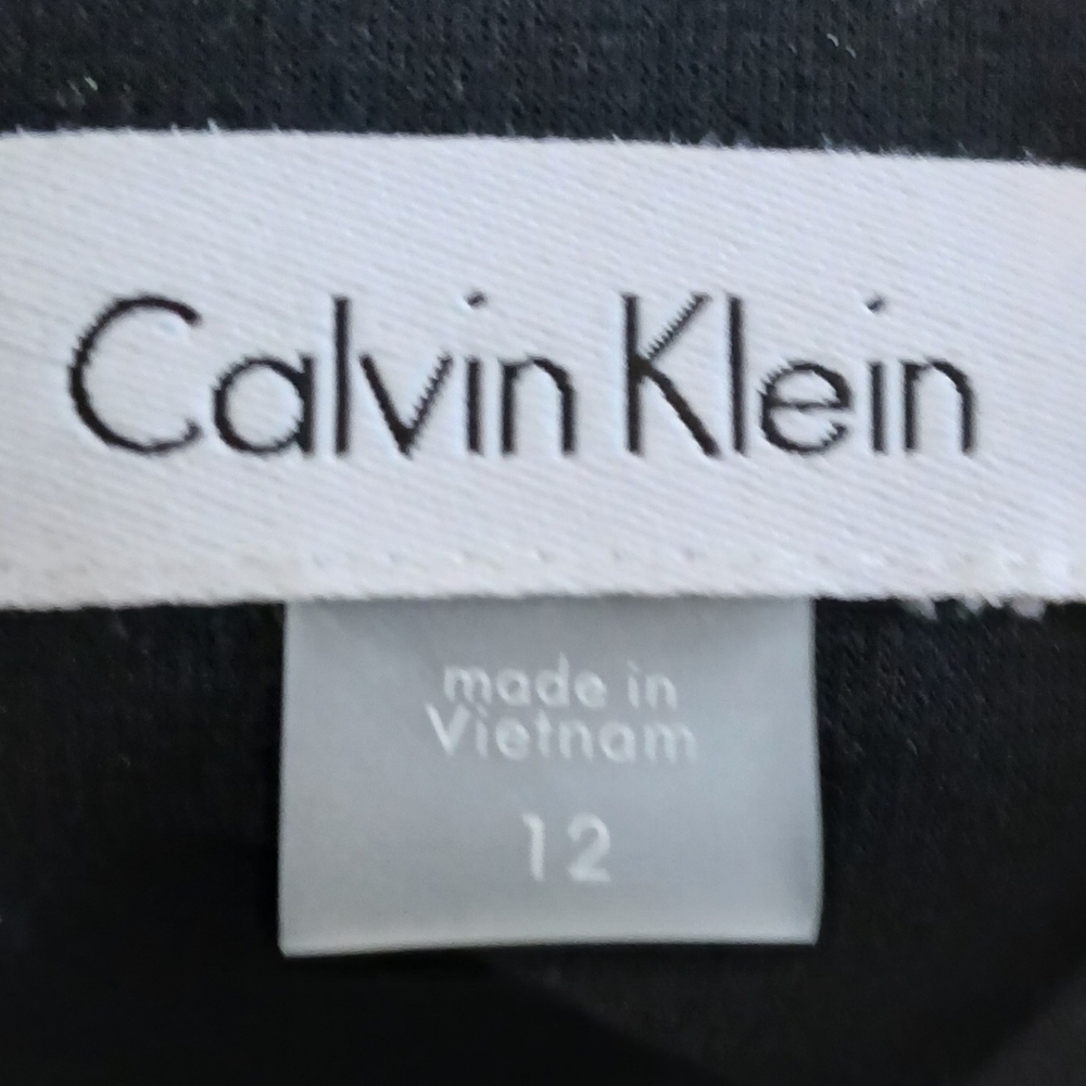 Calvin Klein Short Sleeve Striped Black and Red Shift Dress - Picture 4 of 5